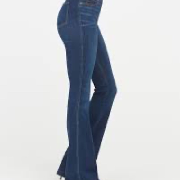 SPANX Denim Flare Leg Blue Jeans Woman High Waist Size M x 31" - Picture 2 of 12